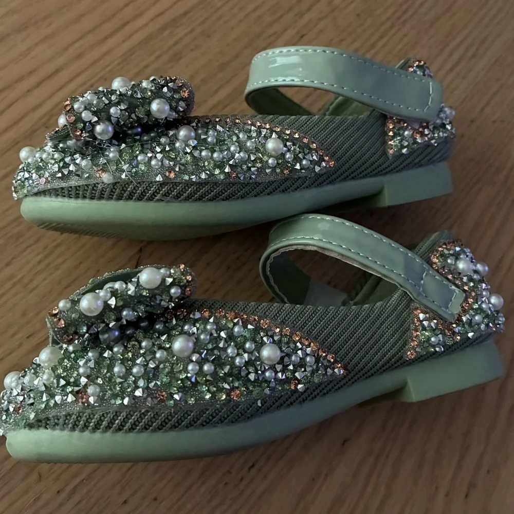 Meng Ke Xuan Elegant Kids' Sparkling Pearl Rhinestone Shiny Kids Princess Shoes